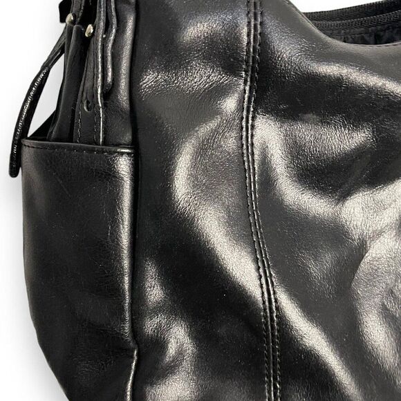 Madison Studio Leather Shoulder Bag Women's Black Pockets Retro Lined Zip - Picture 10 of 15